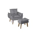 Ver imagem 2 de Poltrona/cadeira Decorativa e Puff Glamour com Pés Quadrado Cinza