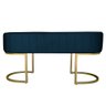 Banco Recamier Estofado Luana Base Gold Veludo Azul Marinho - Montanaris Decor - 3
