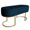 Ver imagem 1 de Banco Recamier Estofado Luana Base Gold Veludo Azul Marinho - Montanaris Decor