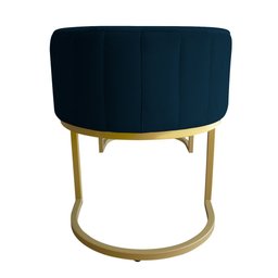 Banco Recamier Estofado Luana Base Gold Veludo Azul Marinho - Montanaris Decor - 4