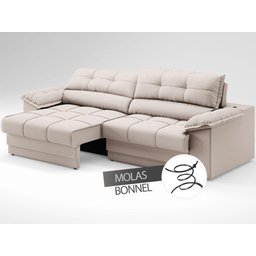 Sofá com Carregador Usb e Molas no Assento Retrátil Reclinável Mimo 2,00m Velosuede Areia - Netsofas - 5