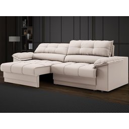 Sofá com Carregador Usb e Molas no Assento Retrátil Reclinável Mimo 2,00m Velosuede Areia - Netsofas - 1