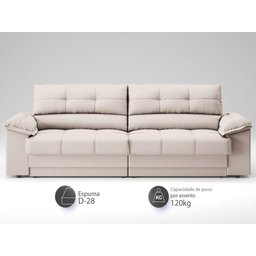 Sofá com Carregador Usb e Molas no Assento Retrátil Reclinável Mimo 2,00m Velosuede Areia - Netsofas - 3