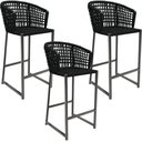 Ver imagem 1 de Kit 03 Banqueta Para Área Gourmet Cozinha Varanda Corda Náutica Porto D04 Preto - Lyam Decor