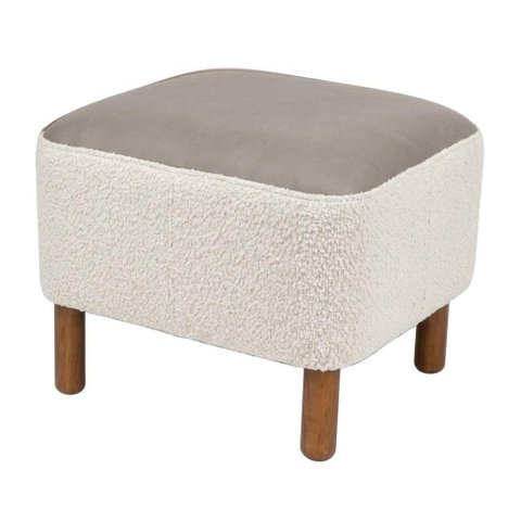 Puff Decorativo Verso 45x51 cm Pes Madeira Boucle e Courino Tce 1010 Tcs 726 Moll