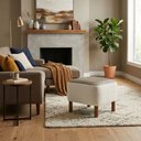 Ver mais imagens de Puff Decorativo Verso 45x51 cm Pes Madeira Boucle e Courino Tce 1010 Tcs 726 Moll