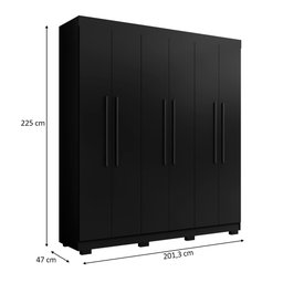 Guarda Roupa Casal 6 Portas 4 Gavetas Porto Bello Plus Preto - Saga Decor - 4