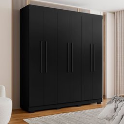 Guarda Roupa Casal 6 Portas 4 Gavetas Porto Bello Plus Preto - Saga Decor - 2