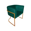 Ver imagem 2 de Kit 6 Poltronas Decorativa Sala de Estar Base de Ferro Cobre Veludo Verde