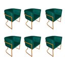 Ver imagem 1 de Kit 6 Poltronas Decorativa Sala de Estar Base de Ferro Cobre Veludo Verde