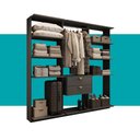 Ver imagem 5 de Guarda-Roupas Closet Modulado Alasca One 180cm 3 Peças com 2 Gavetas e Cabideiros Preto Touch
