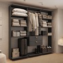 Ver imagem 1 de Guarda-Roupas Closet Modulado Alasca One 180cm 3 Peças com 2 Gavetas e Cabideiros Preto Touch