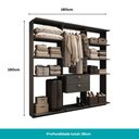 Ver imagem 4 de Guarda-Roupas Closet Modulado Alasca One 180cm 3 Peças com 2 Gavetas e Cabideiros Preto Touch