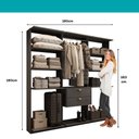 Ver imagem 7 de Guarda-Roupas Closet Modulado Alasca One 180cm 3 Peças com 2 Gavetas e Cabideiros Preto Touch