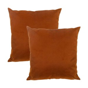 Kit 2 Capas para Almofada em Veludo Liso Quadrada Cor: Terracota