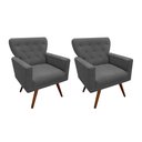 Ver imagem 1 de Kit 2 Poltronas Decorativa Aurora Suede Cinza Pés Madeira Ms Decor