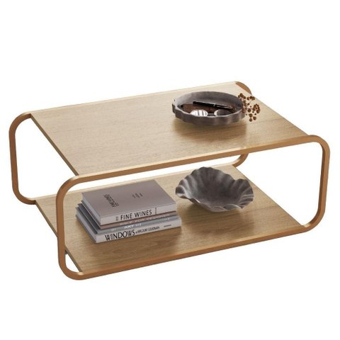 Mesa de Centro Luna 80 Cm Pes Metalicos Hanover Dourado Artesano