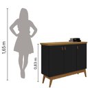 Ver imagem 6 de Balcão Aparador Buffet Absoluto 3 Portas com Pés de Madeira Retrô Preto/Nature J&A