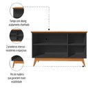 Ver imagem 5 de Balcão Aparador Buffet Absoluto 3 Portas com Pés de Madeira Retrô Preto/Nature J&A