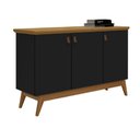 Ver imagem 1 de Balcão Aparador Buffet Absoluto 3 Portas com Pés de Madeira Retrô Preto/Nature J&A