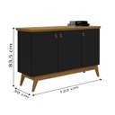 Ver imagem 3 de Balcão Aparador Buffet Absoluto 3 Portas com Pés de Madeira Retrô Preto/Nature J&A