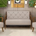 Ver imagem 2 de Poltrona Namoradeira 2 Lugares 135cm Capitonê Lapa M22 PU Camel/Linho Cru - Mpozenato