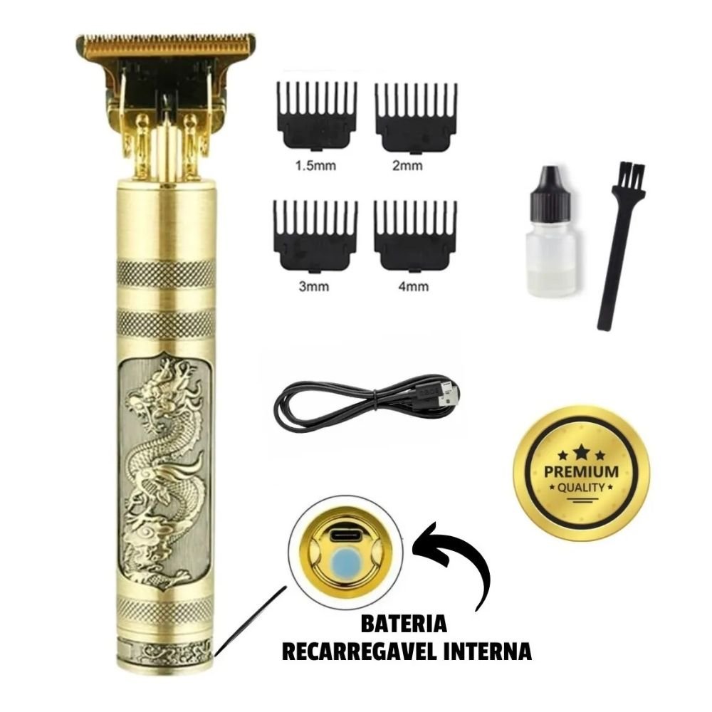 Máquina de Barbear e Cortar Cabelo Profissional Recarregável sem Fio Retrô - 4