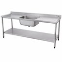 Ver imagem 1 de Mesa com Cuba - 1200x600 - Plano Inferior Liso Aço Inox 430