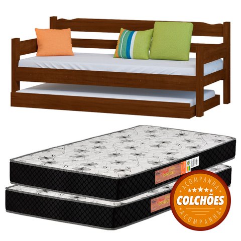 Bicama Cor Castanho + 2 Colchoes