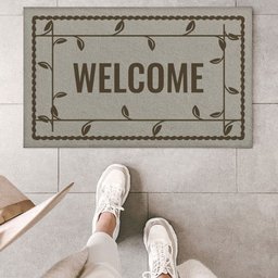 Tapete Welcome Areia com Marrom 45x65cm - Antiderrapante - 1
