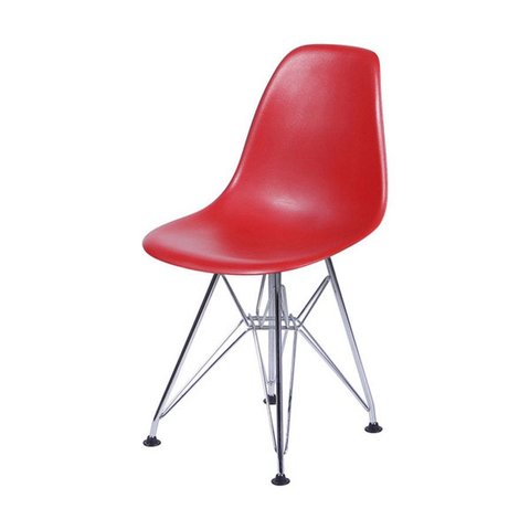 Cadeira Charles Eames Eiffel Dkr Base Cromada:vermelha