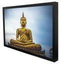 Ver imagem 1 de Quadro Decorativo Caixa Alta com Vidro Buda Meditativo TaColado Moldura Preta 120 x 80cm