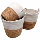 Ver imagem 2 de Cesto Cachepô de Palha Natural Seagrass Algodão com Alça P Lili Casa Único