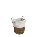 Ver imagem 1 de Cesto Cachepô de Palha Natural Seagrass Algodão com Alça P Lili Casa Único