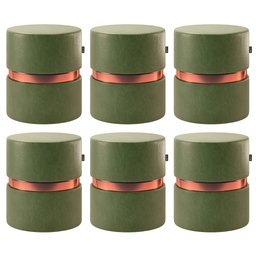 Kit 06 Puffs Bancos Decorativos Redondo Porto 49x43cm Corano Verde - Desk Design - 1