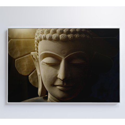 Quadro Buda Face - 120x80 Cm - Tecido Canvas