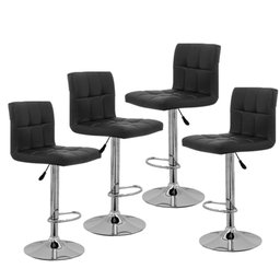 Kit 4 Banquetas Confort Gomos Estofada Giratória Preto - 1