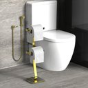 Ver imagem 3 de Porta Papel Higiênico de Chão Papeleira Dupla Dourado Fs