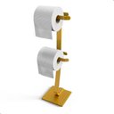 Ver imagem 4 de Porta Papel Higiênico de Chão Papeleira Dupla Dourado Fs
