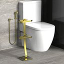 Ver imagem 2 de Porta Papel Higiênico de Chão Papeleira Dupla Dourado Fs