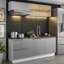 Ver imagem 1 de Armário de Cozinha Compacta 200cm Branco/Cinza Lux Madesa 01