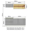 Ver imagem 4 de Armário de Cozinha Compacta 200cm Branco/Cinza Lux Madesa 01