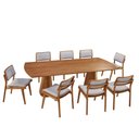 Ver imagem 2 de Sala de Jantar Mesa Noronha 220cm Madeira Tampo Barril Laminado com 8 Cadeiras Eva