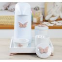 Ver imagem 3 de Kit Higiene Bandeja Porcelana Bebê Térmica Meninas K012 Borboleta - Rosê