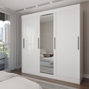 Ver imagem 1 de Guarda-roupa Casal Katy 3 Portas 2 Gavetas com Espelho Branco - Pnr Móveis