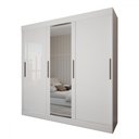 Ver imagem 3 de Guarda-roupa Casal Katy 3 Portas 2 Gavetas com Espelho Branco - Pnr Móveis