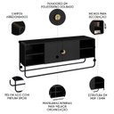 Ver imagem 3 de Rack Bancada Tv 65 Pol 150cm 2 Portas Mario Nero/preto A10 - Mpozenato