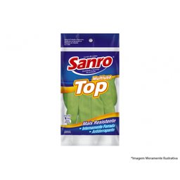 Luva Latex Sanro Forr Verde a P Blister C/10pcs - 1