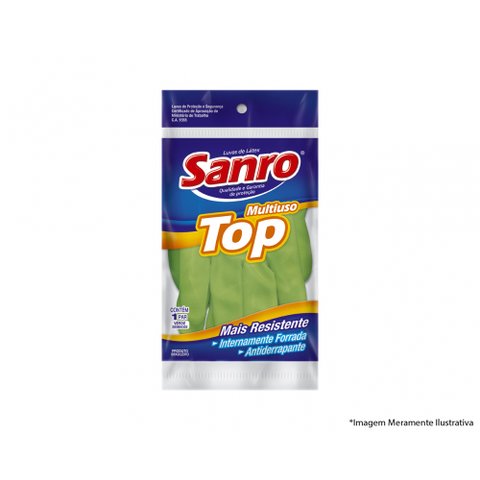 Luva Latex Sanro Forr Verde a P Blister C/10pcs