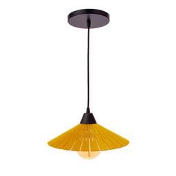 Luminária Teto Lustre pendente balcão cozinha sala mdf cabo:Amarelo - 2
